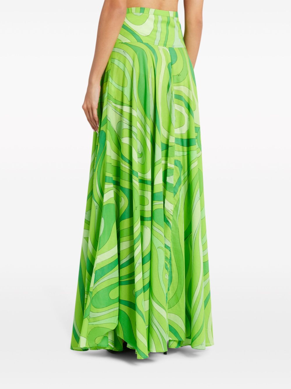 Shop Pucci Marmo-print Cotton Maxi Skirt In Green