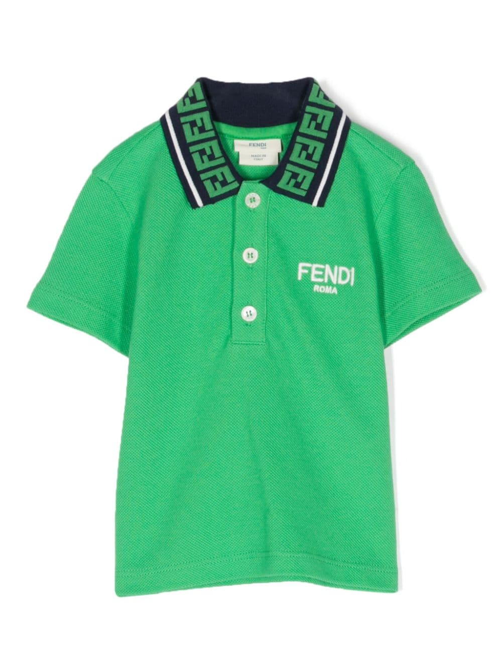 Fendi Babies' Ff-motif Logo-embroidered Polo Shirt In Green