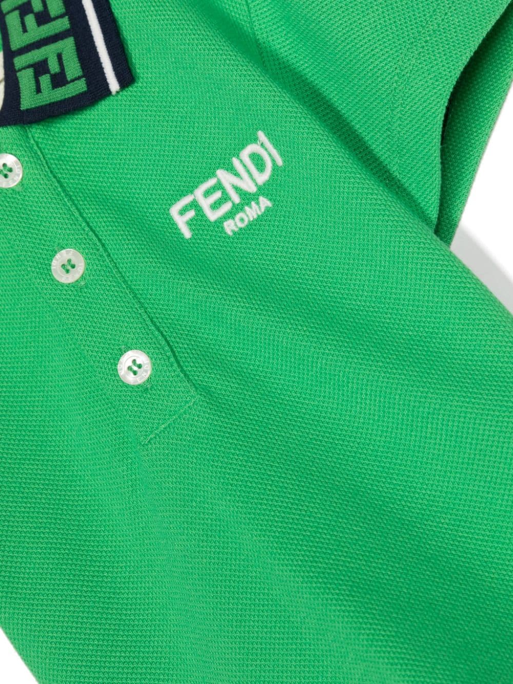 Shop Fendi Ff-motif Logo-embroidered Polo Shirt In Green