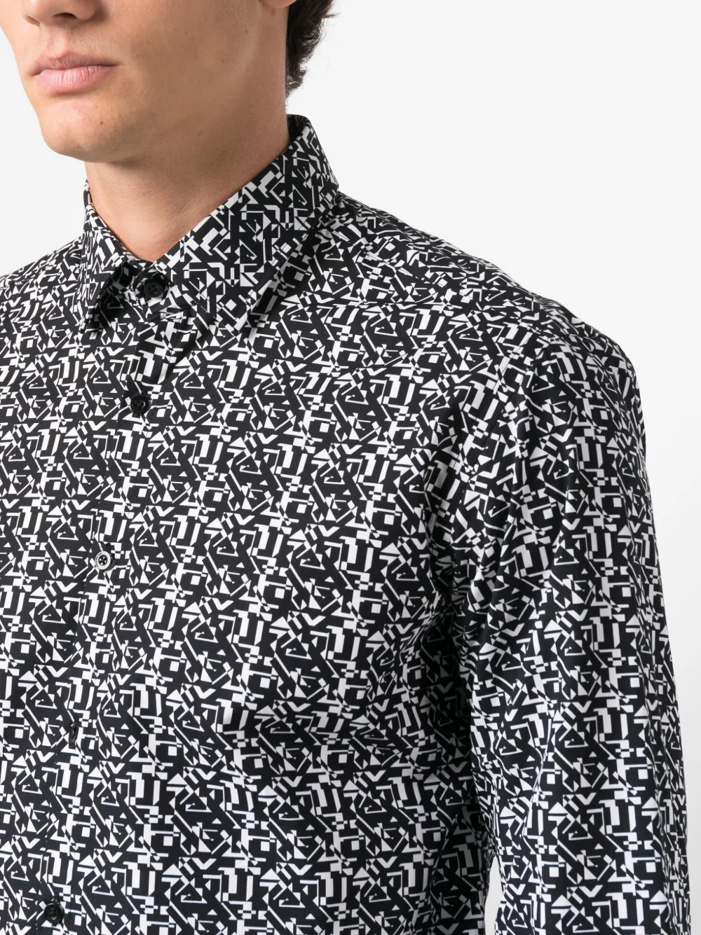 KARL LAGERFELD 長袖ホタンアッフシャケット A1W15044 999 Karl Lagerfeld Mens XL Performance Long Sleeve Button Up