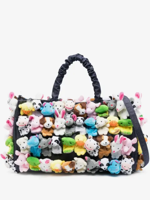 la milanesa Large Toys-appliqué cotton tote bag