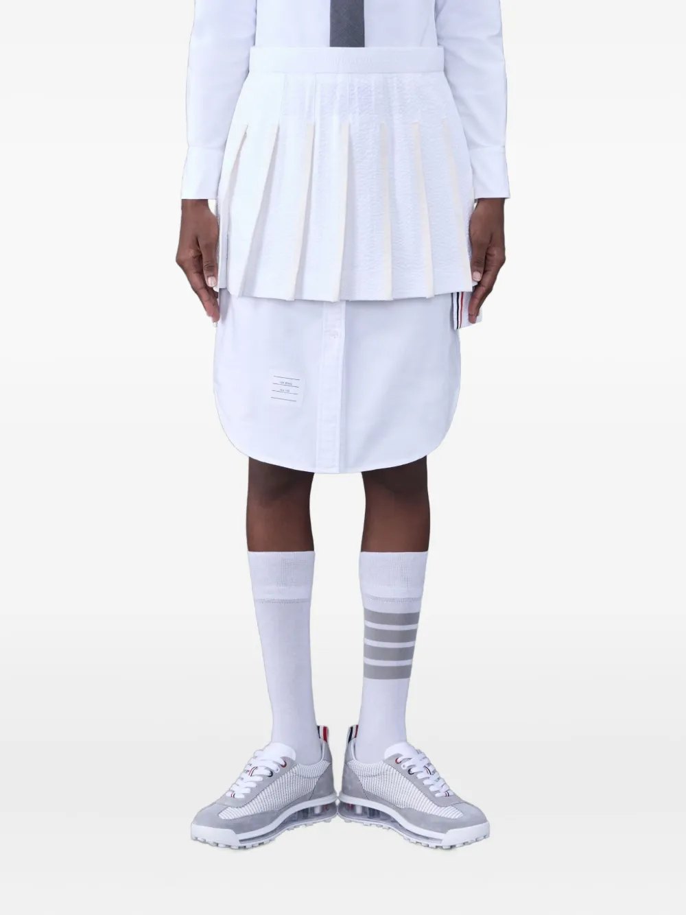 Thom Browne Pleated Mini Skirt In White