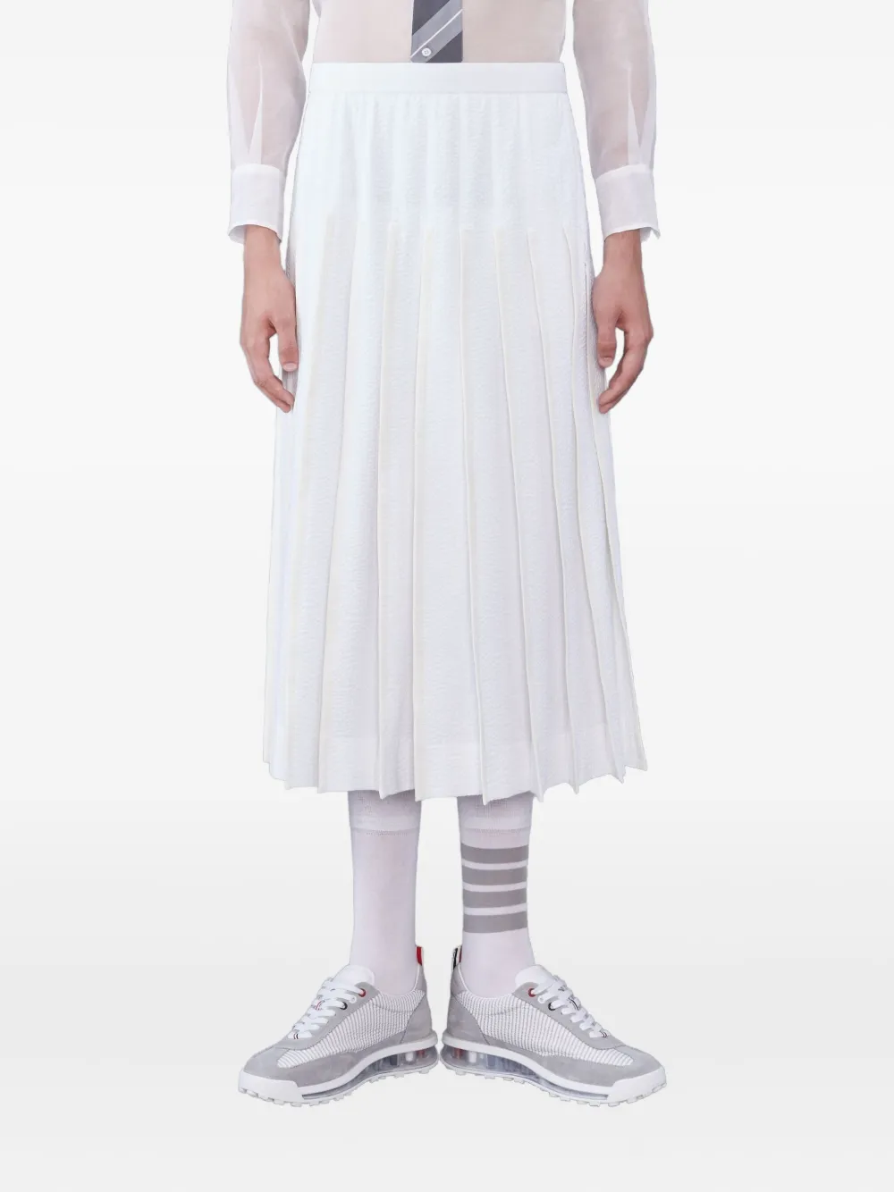 Thom Browne Midirock mit Falten - Weiß