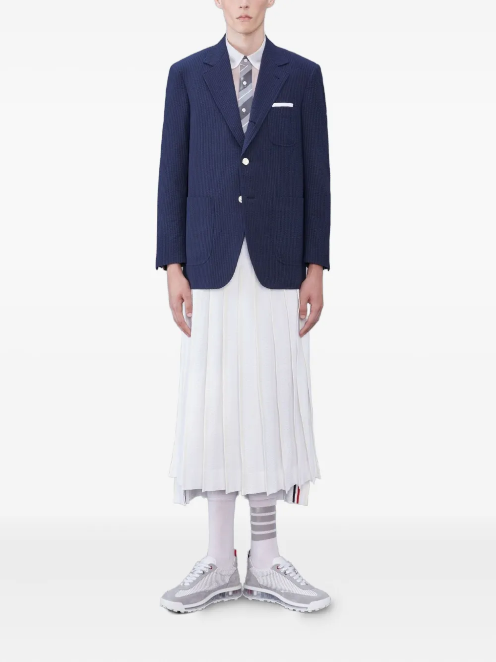Thom Browne Round-collar Sheer Shirt In White