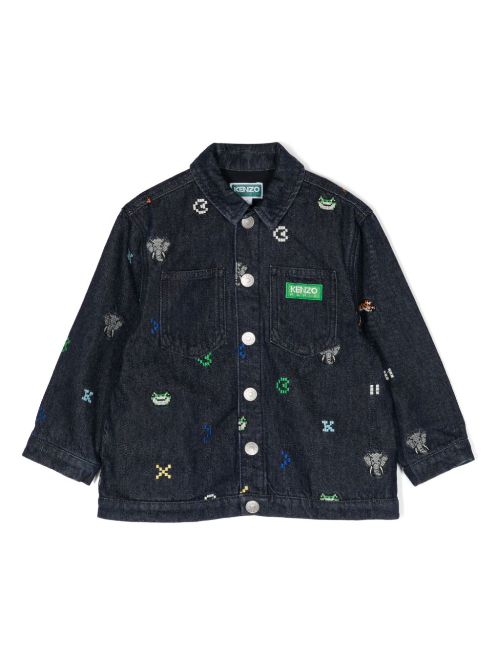 Kenzo Kids' Embroidered-design Cotton Jacket In Blue