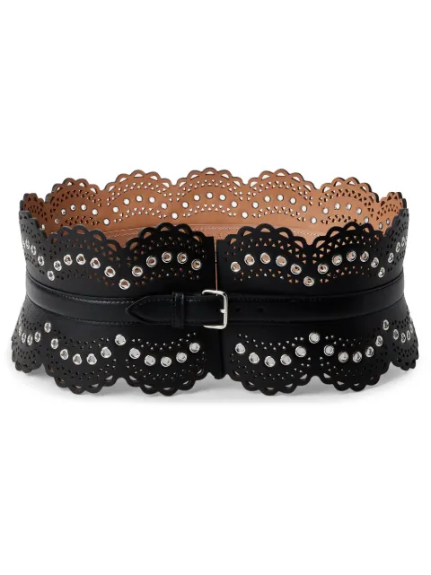 Alaïa eyelet-embellished perforated leather belt