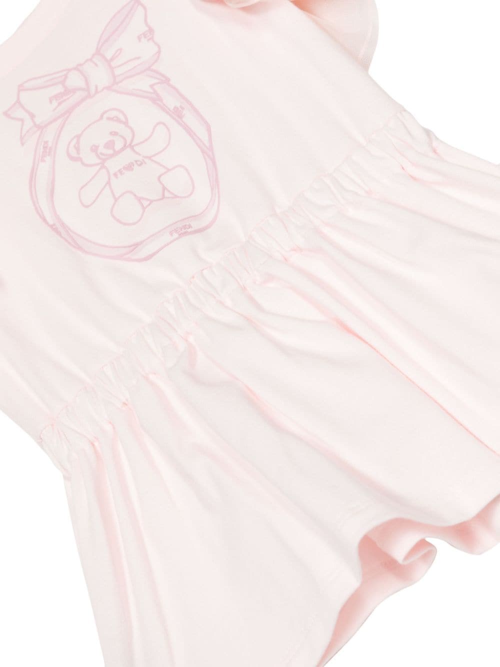 Shop Fendi Logo-print Ruffle-detailing Dress In Pink