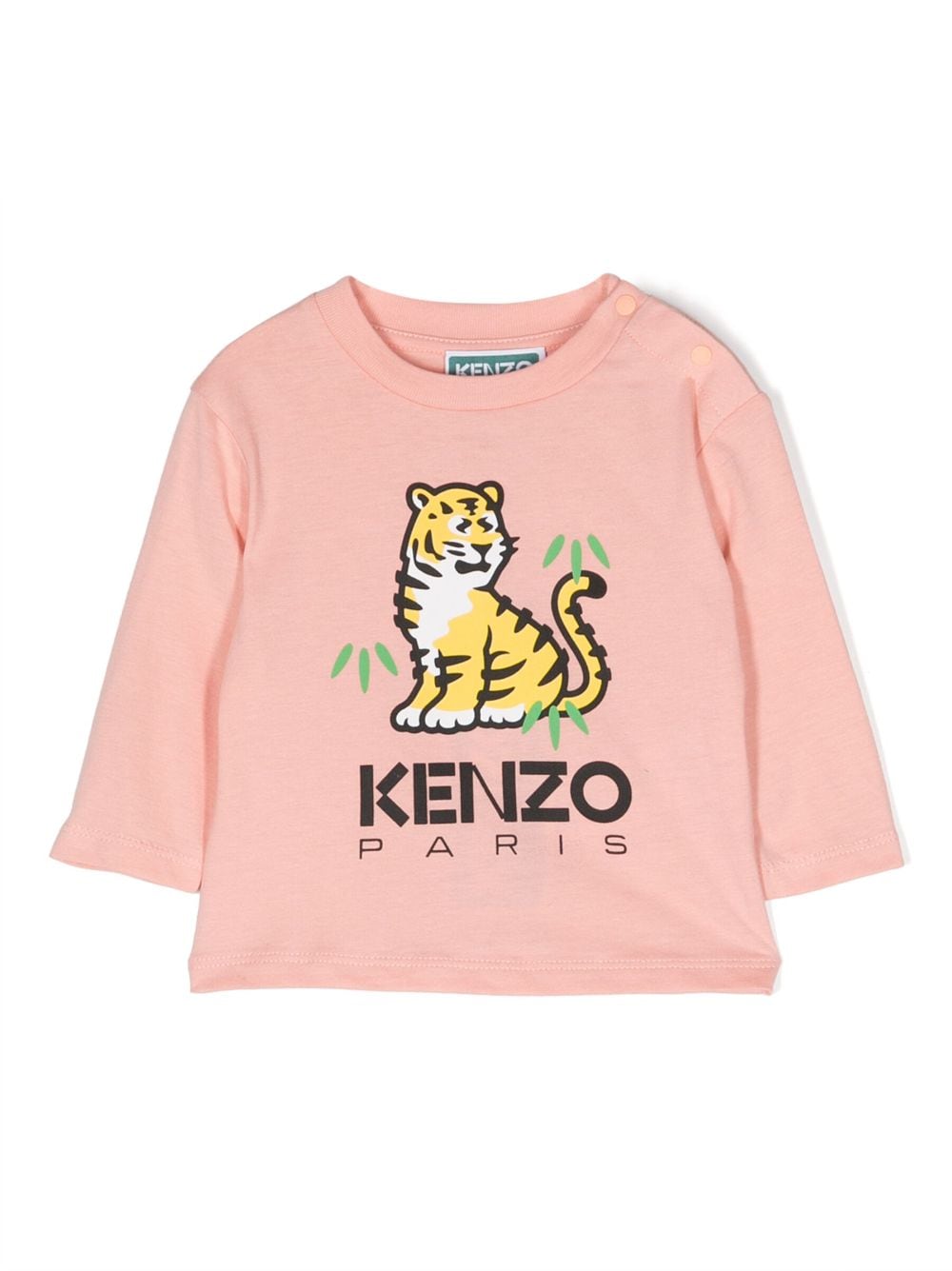 Kenzo Kids' Kotora Long-sleeve Cotton T-shirt In Pink