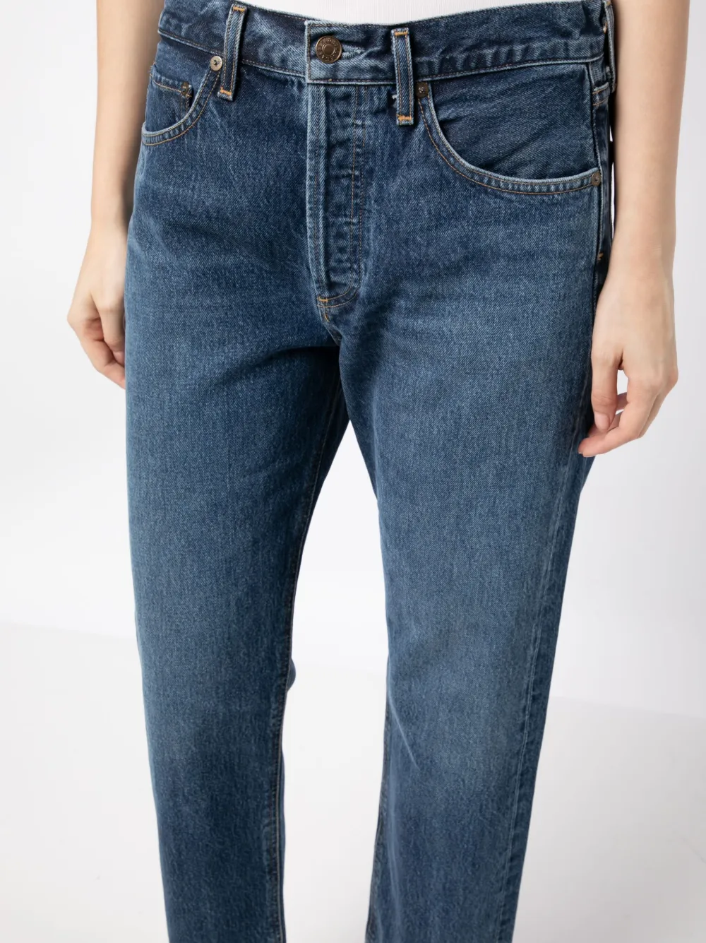 Shop Agolde High-rise Cropped Jeans In Blue