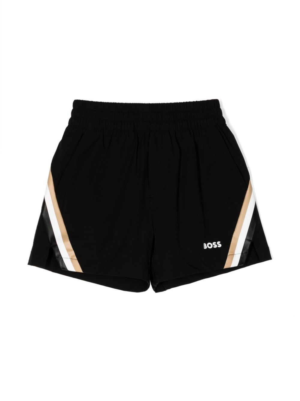 BOSS Kidswear logo-print stripe-detail shorts - Black