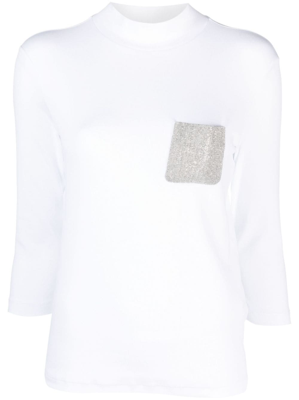 Fabiana Filippi Rhinestone-embellished Mock-neck T-shirt In White