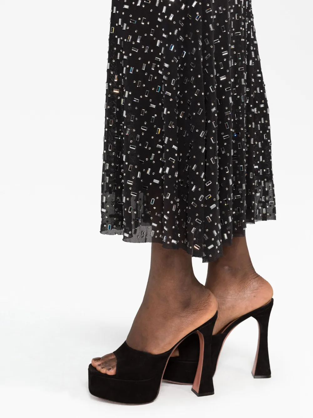 Solid Rhinestone Midi Dress With Belt main image 1