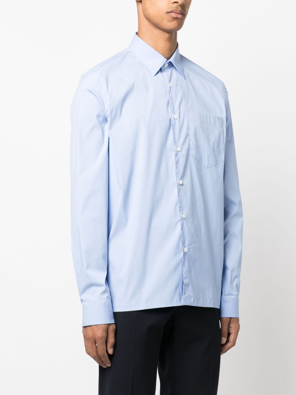 PRADA LOGO-EMBROIDERED LONG-SLEEVE SHIRT 