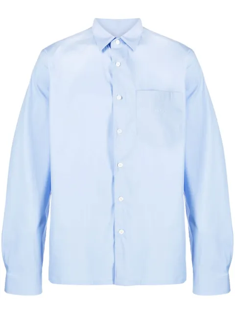 Prada logo-embroidered long-sleeve shirt