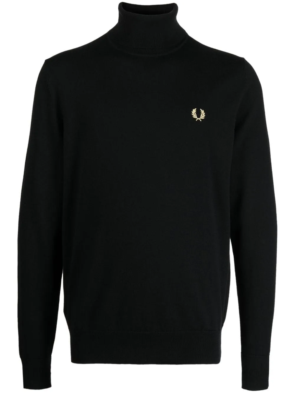 Shop Fred Perry Logo-embroidered Roll-neck Jumper In Black