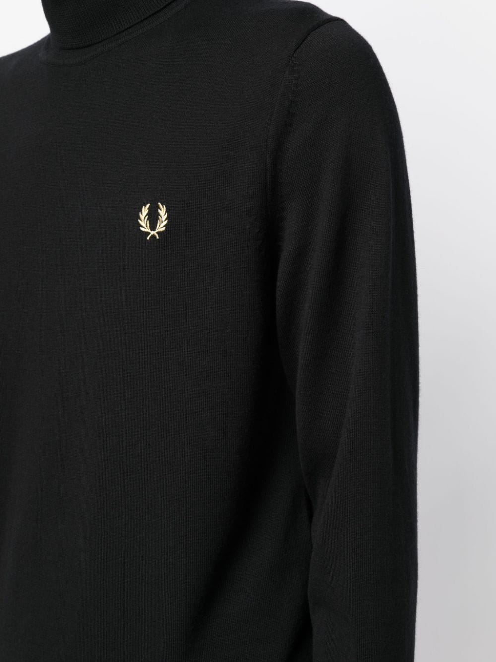 Shop Fred Perry Logo-embroidered Roll-neck Jumper In Black