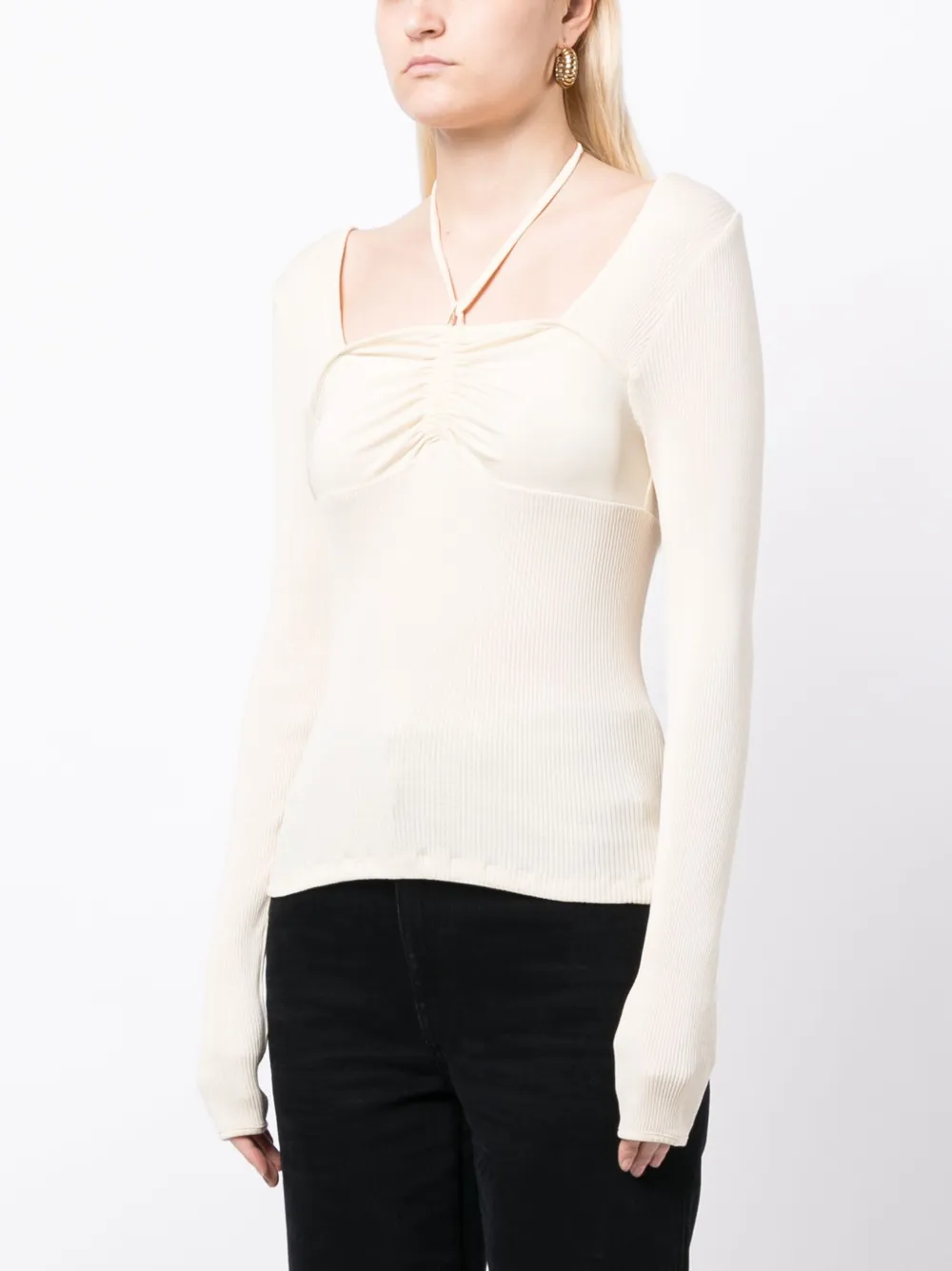 Operasport Long-sleeves Silk Top In White