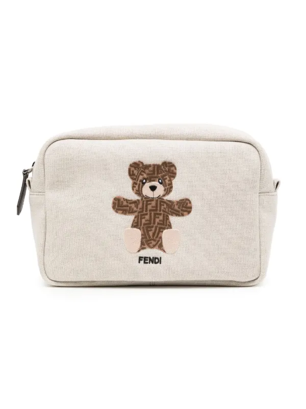 Fendi Kids モノグラム テディベア トラベルポーチ | ニュートラル 