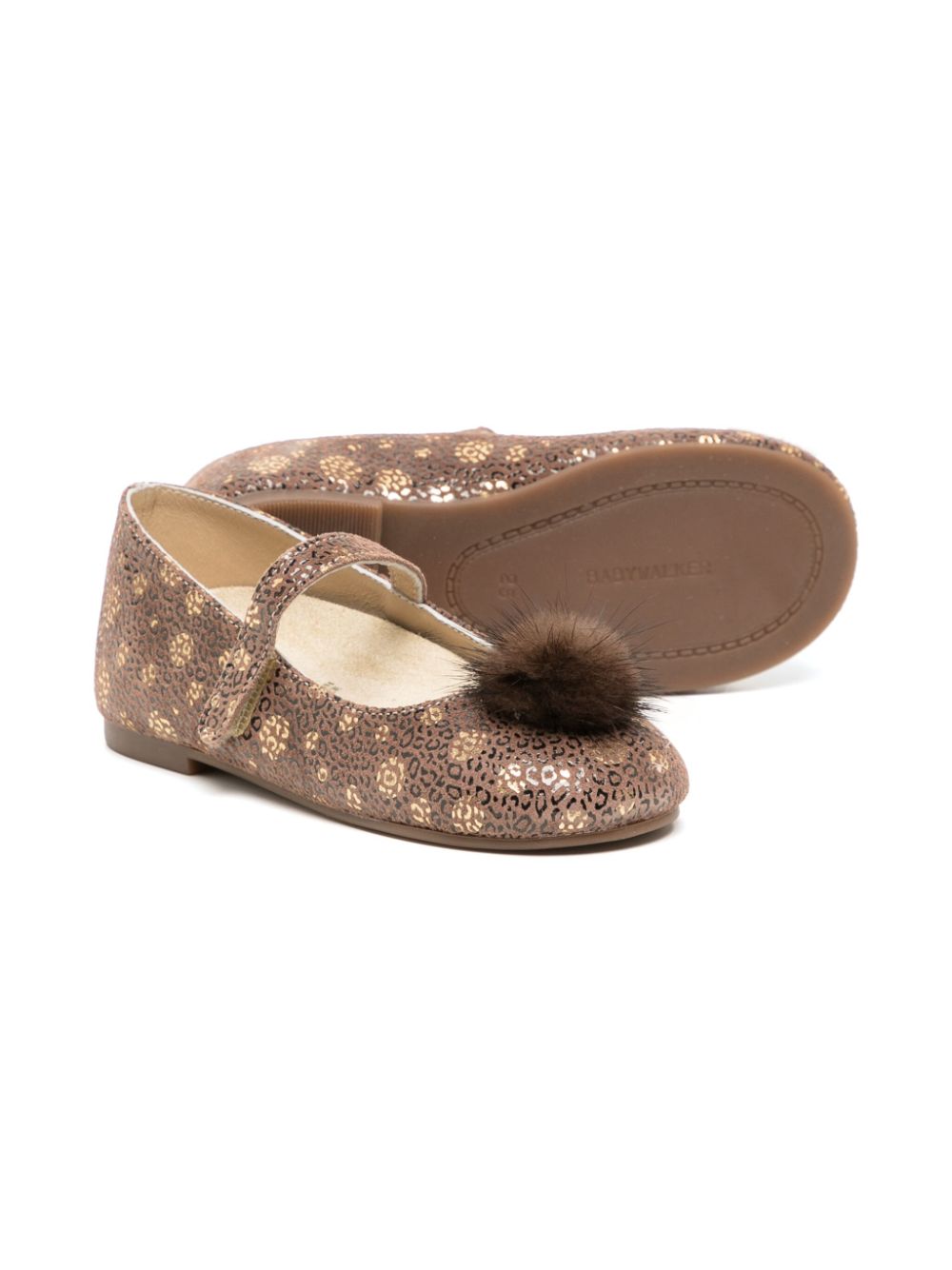 BabyWalker cheetah-print leather ballerina shoes - Bruin