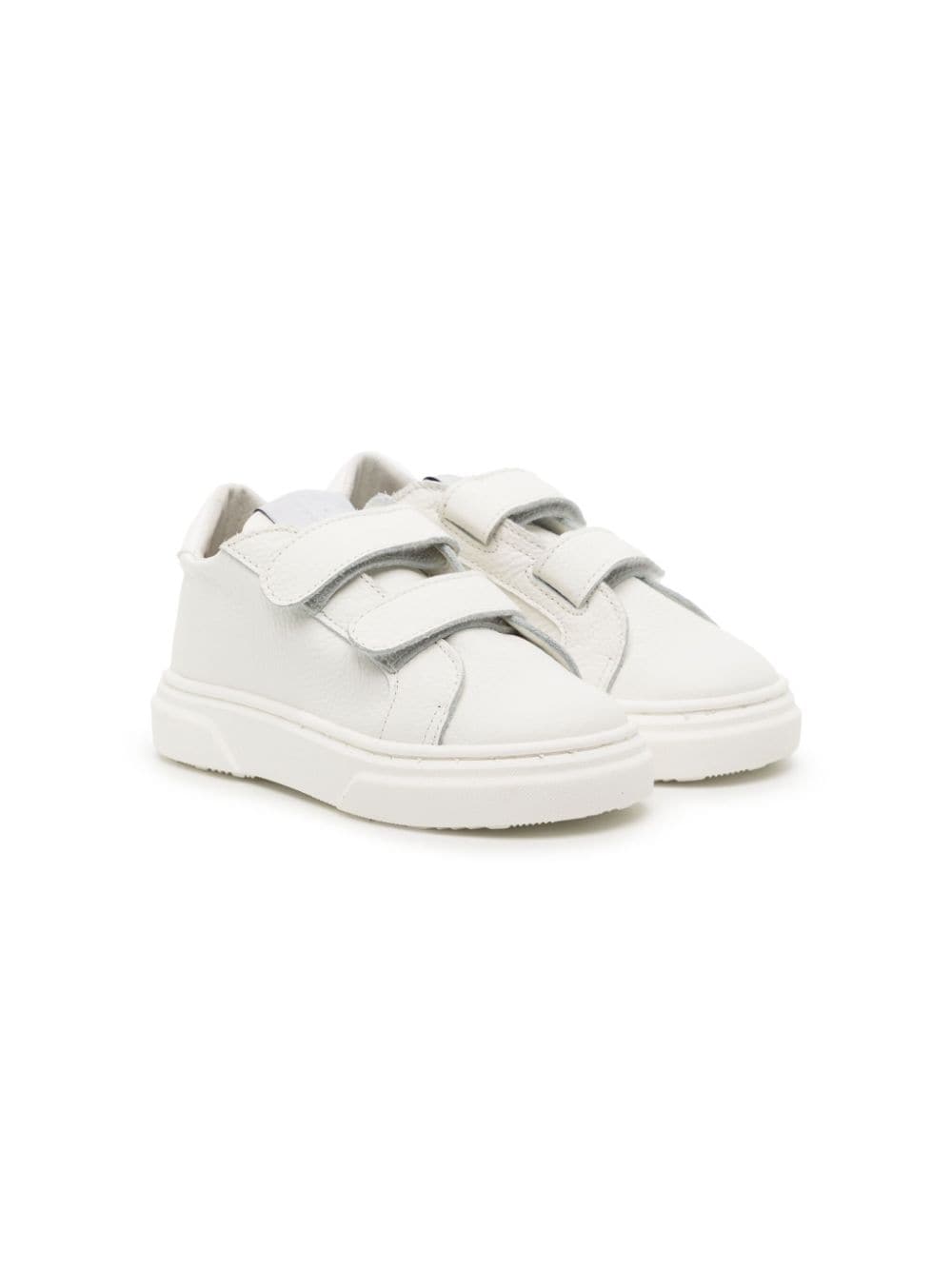 Babywalker Kids' Touch-strap Leather Sneakers In White