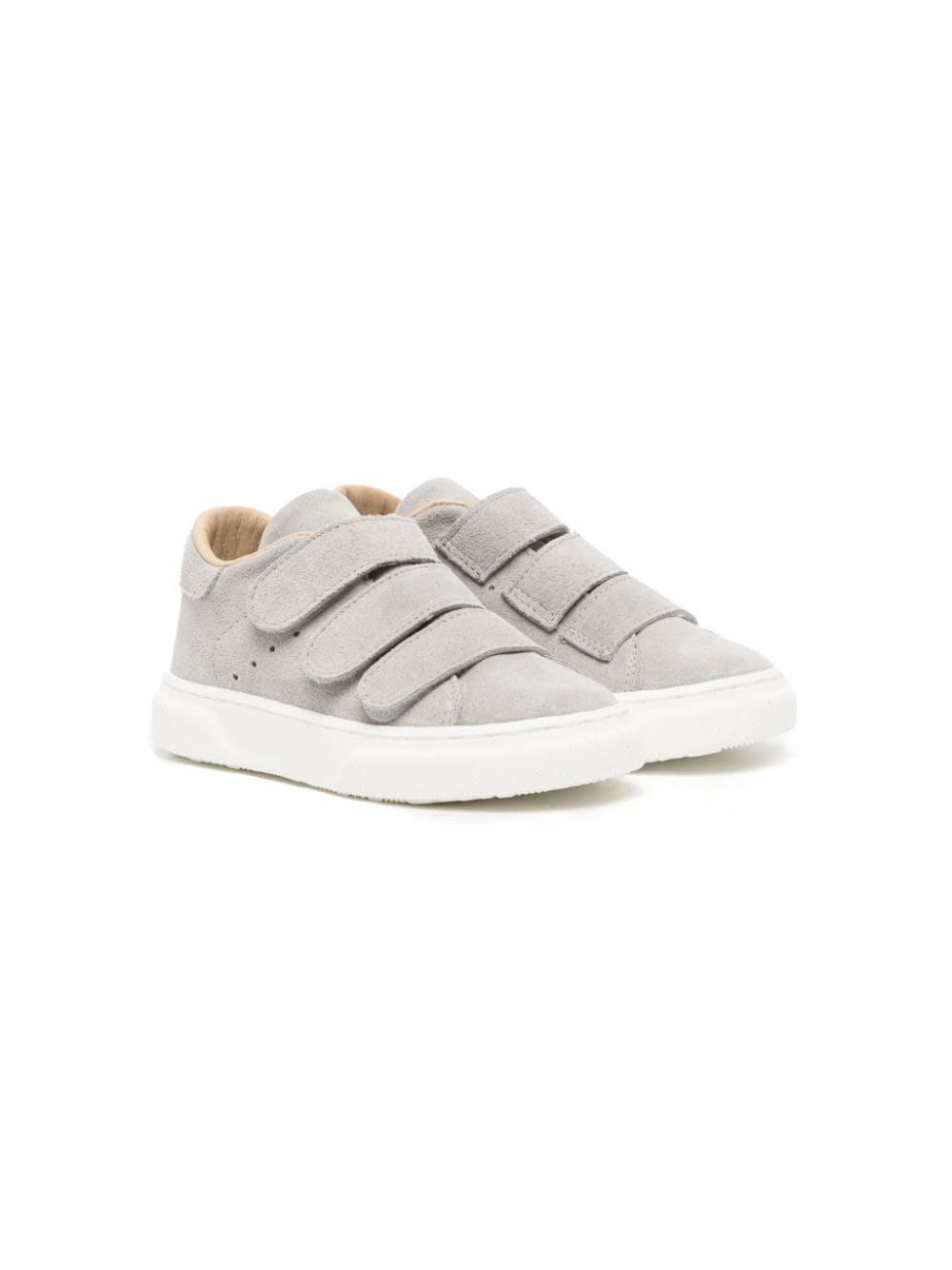 Babywalker Kids' Touch-strap Suede Trainers In Grey