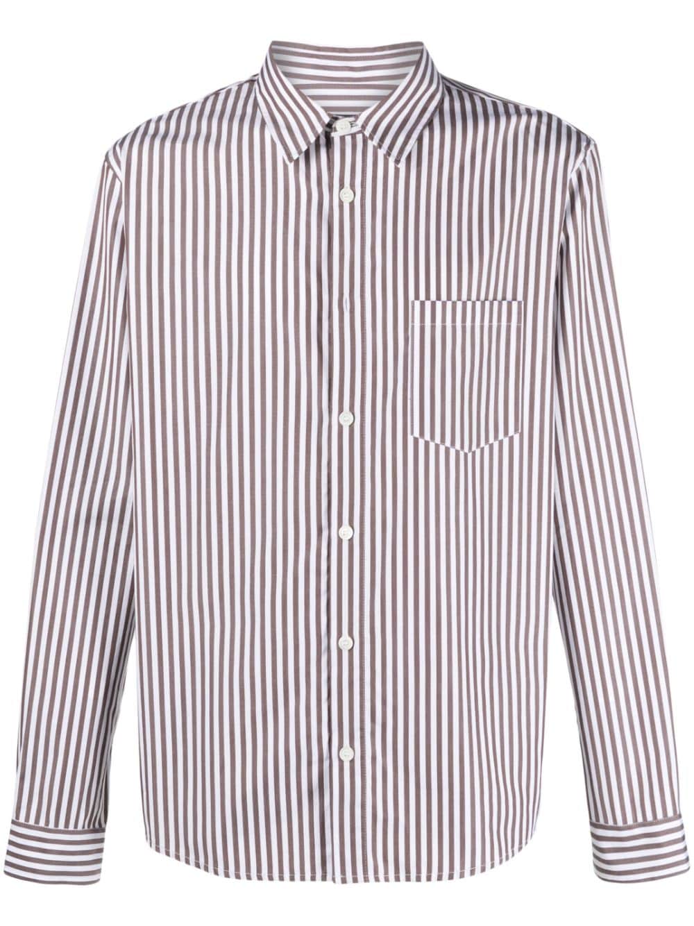 Apc Clément Stripe-print Cotton Shirt In White