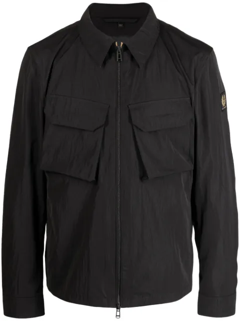 Belstaff logo-patch zip-up shirt jacket