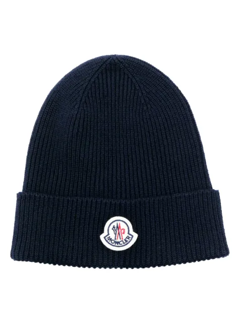 Moncler ribbed logo-patch beanie hat