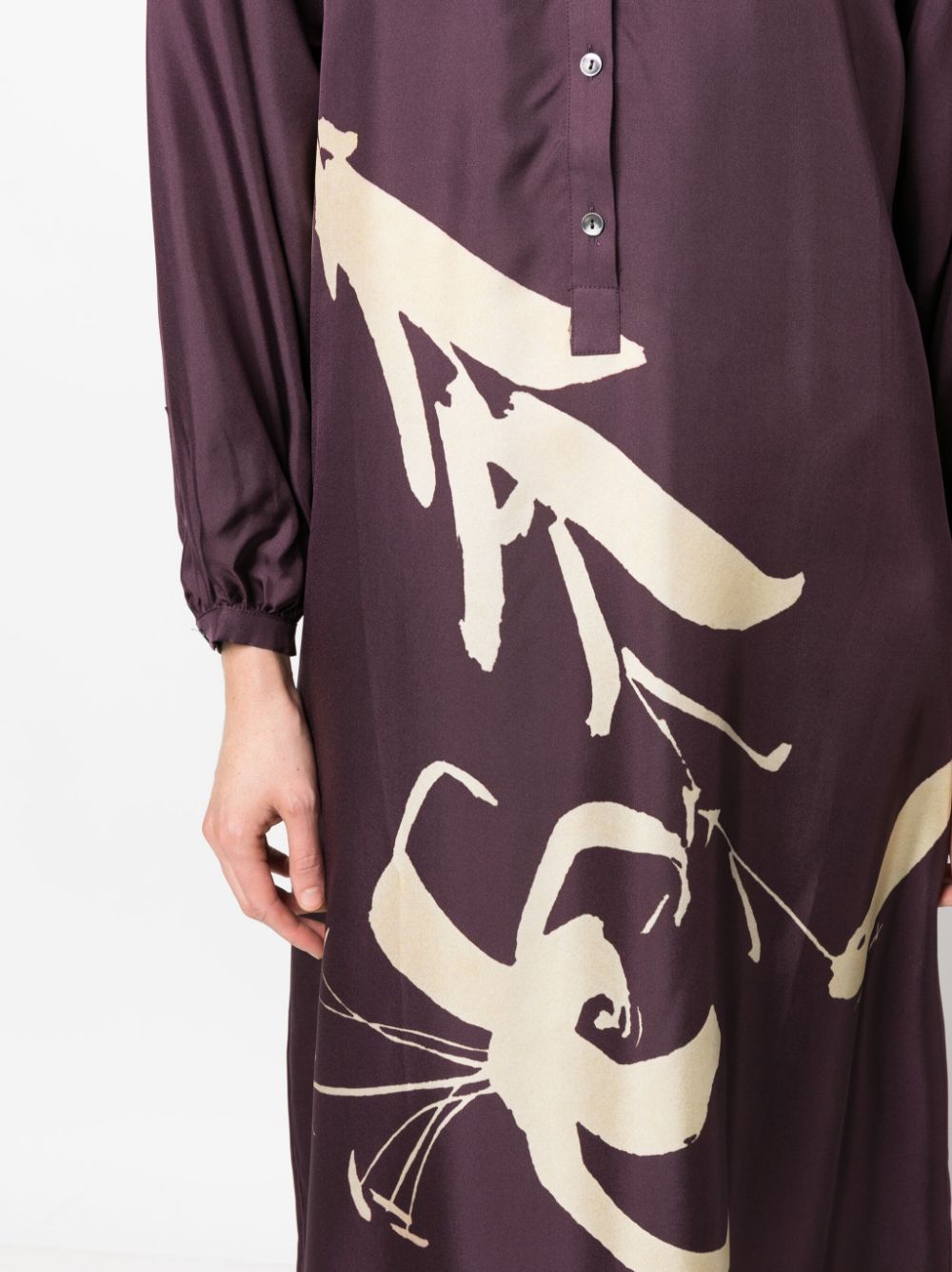 Shop Pierre-louis Mascia Graphic-print Silk Midi Dress In Purple