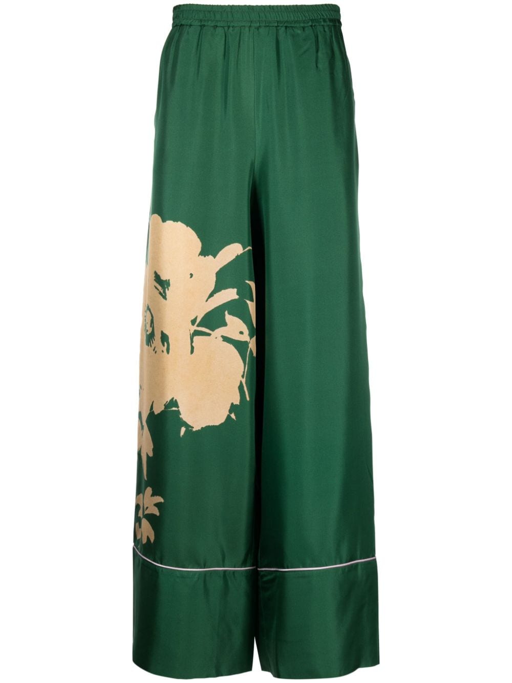 Shop Pierre-louis Mascia Cialda Floral-print Wide-leg Silk Trousers In Green