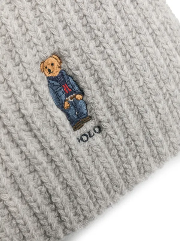 Polo Ralph Lauren Polo Bear wide ribber Scarf Grey FARFETCH TR