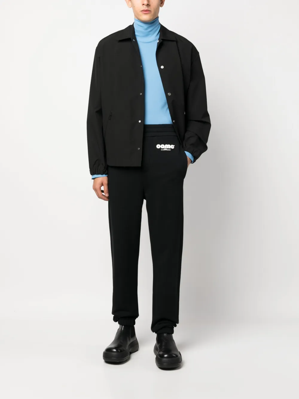 OAMC logo-print jersey track pant - Zwart