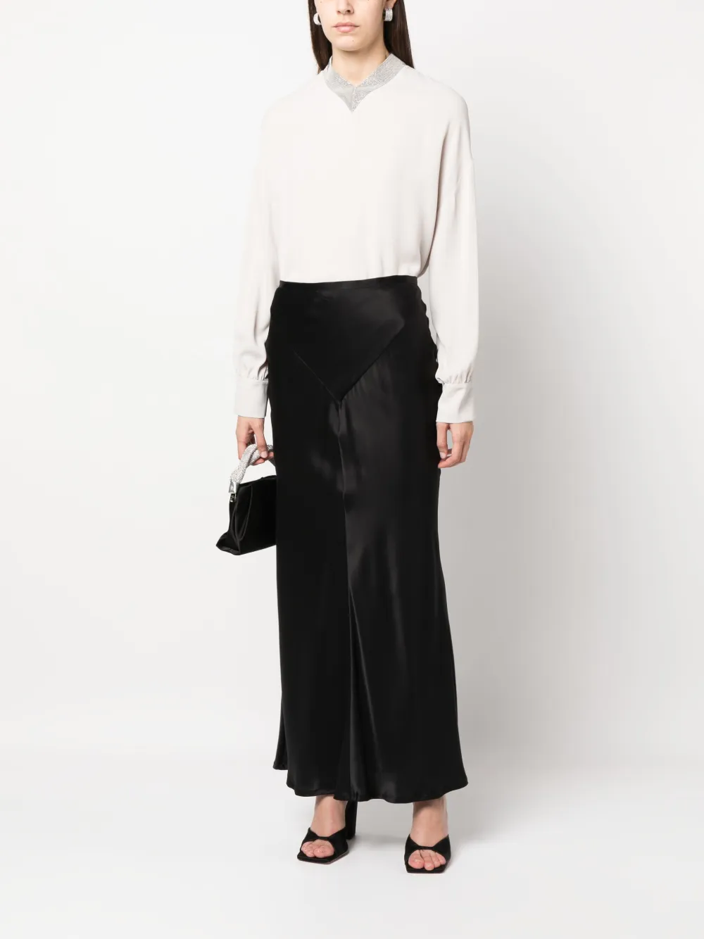 Fabiana Filippi bead-embellished long-sleeve blouse - Grijs