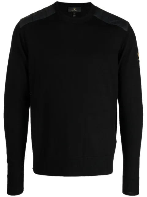 Belstaff logo-patch panelled wool jumper