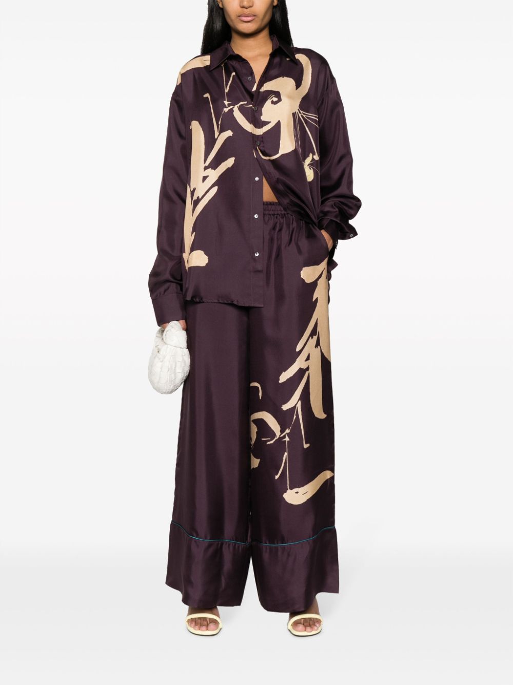 Shop Pierre-louis Mascia Cialda Floral-print Wide-leg Silk Trousers In Purple