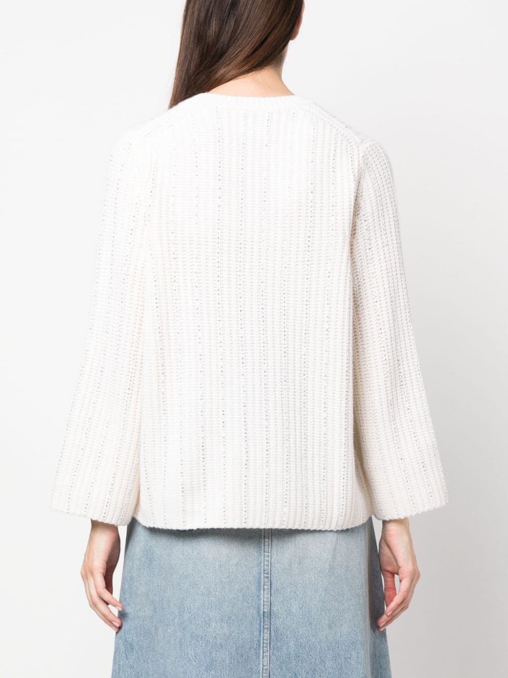 Shop Allude Rhinestone-embellished Ribbed-knit Jumper In Weiss