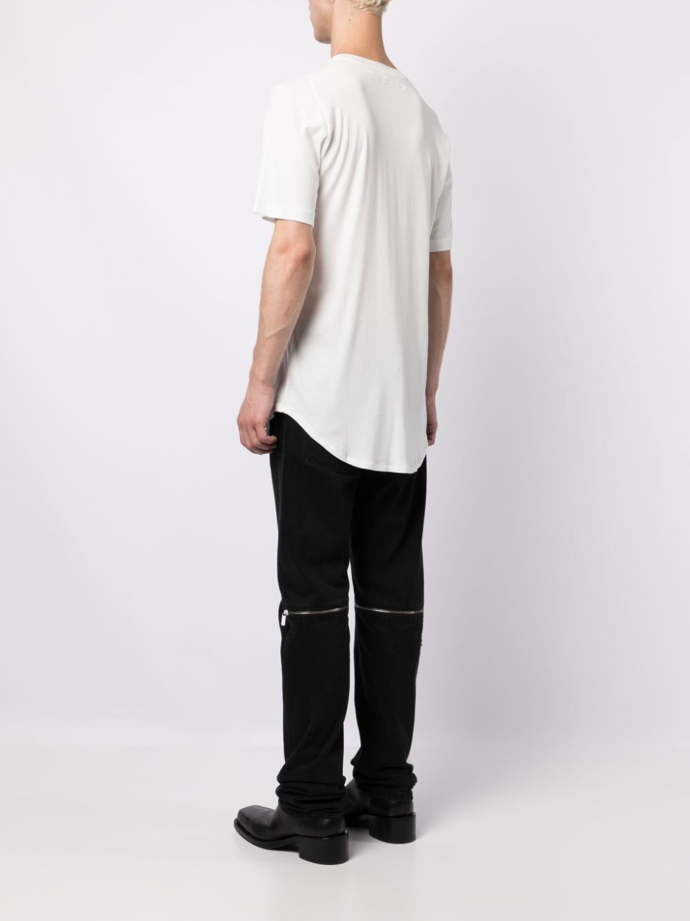 Shop Julius Curved-hem Cotton T-shirt In White