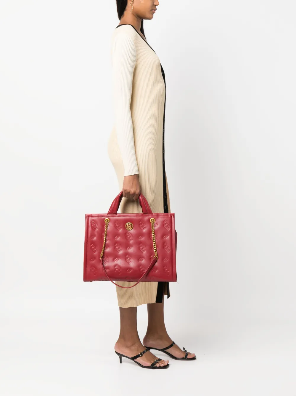 LIU JO Eco-Friendly shopper met logoplakkaat - Rood
