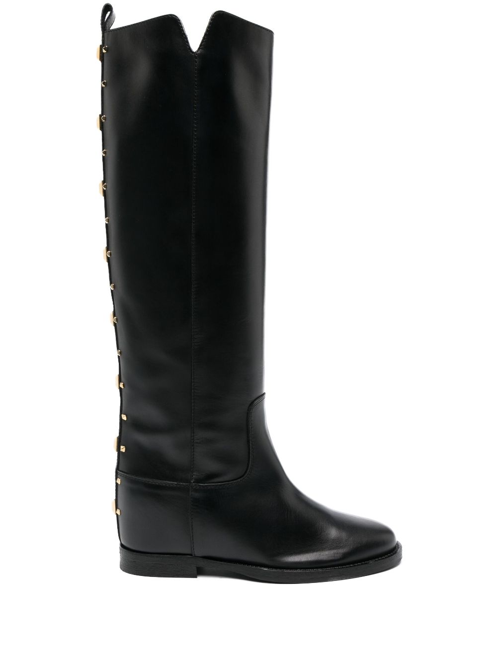 Via Roma 15 Rockstud-detailing leather boots - Black