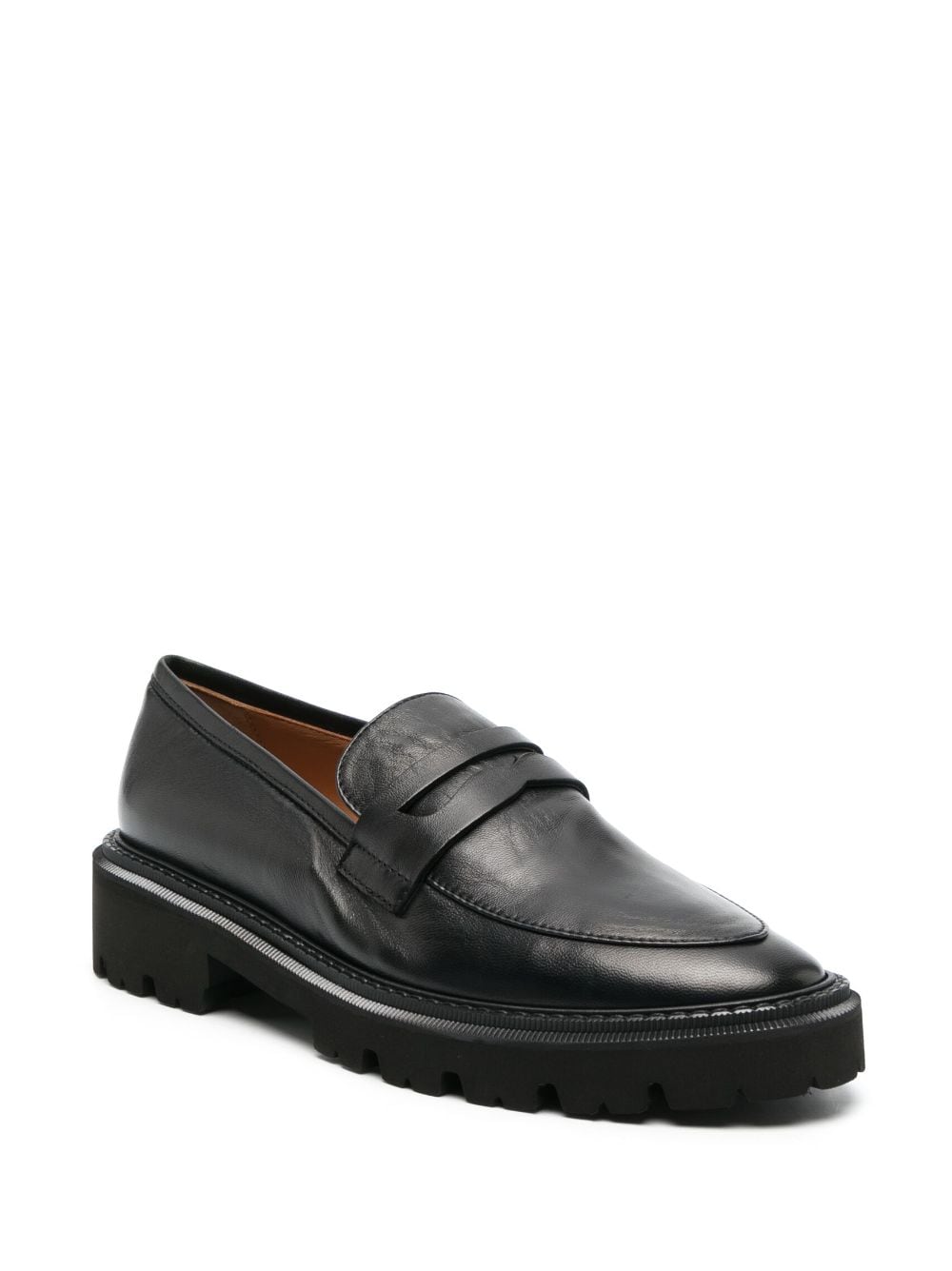 Via Roma 15 leather penny loafers - Zwart