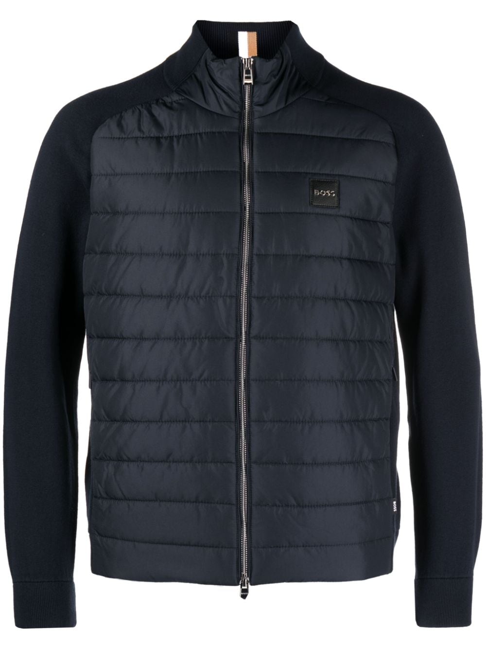 Hugo Boss Quilted Panelled Jacket In Blue