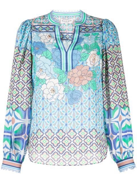 Hale Bob floral-print cotton blouse