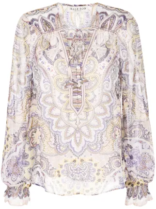 Hale Bob Trinia Blue Patterned Blouse 31NC2020 BLU main image 0