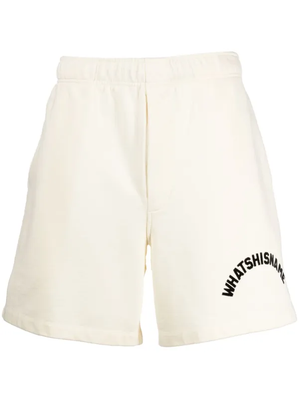 Bode Whatshisname Logo-print Cotton Track Shorts in Neutrals