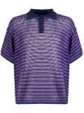 BODE striped open-knit polo shirt - Purple