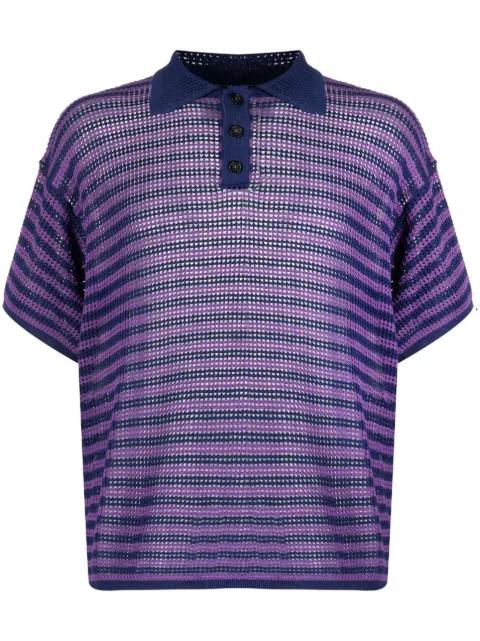 BODE playera tipo polo de tejido flojo con rayas estampadas 