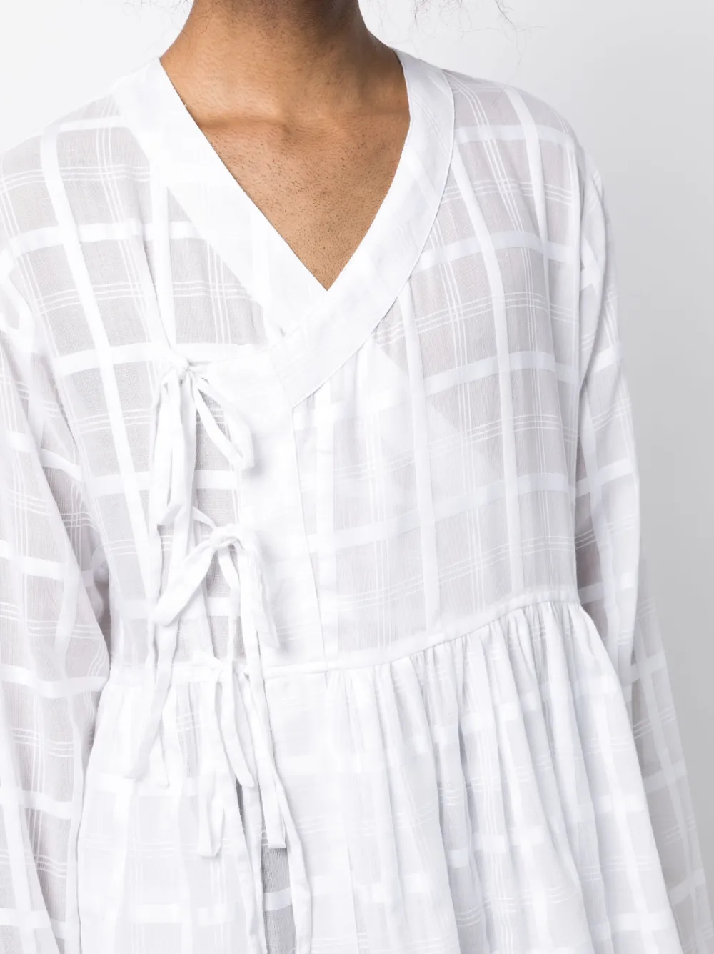 Bode Off-centre Cotton Shirt In White