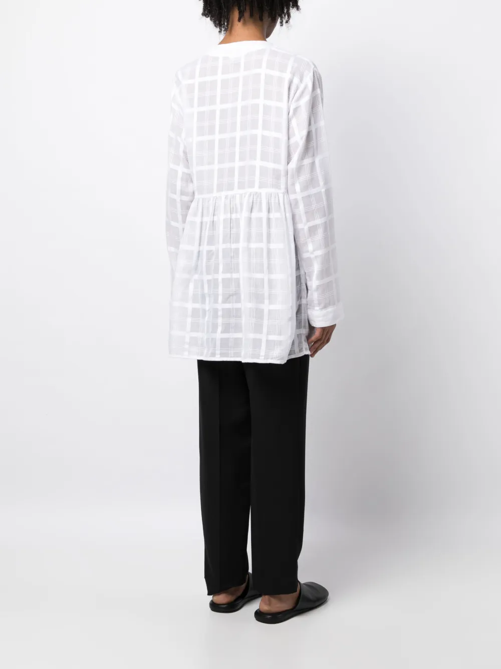 Bode Off-centre Cotton Shirt In White
