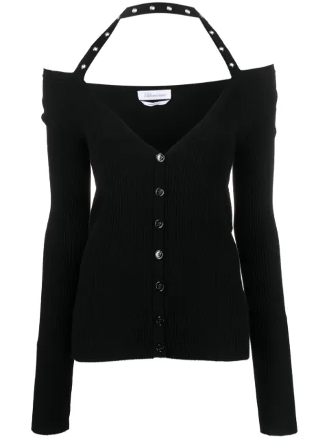 Blumarine halterneck ribbed-knit cardigan