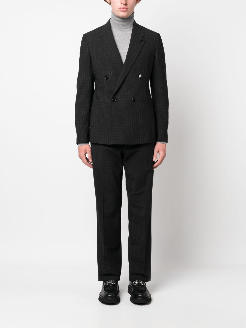 Lardini grid-pattern double-breasted suit - Zwart